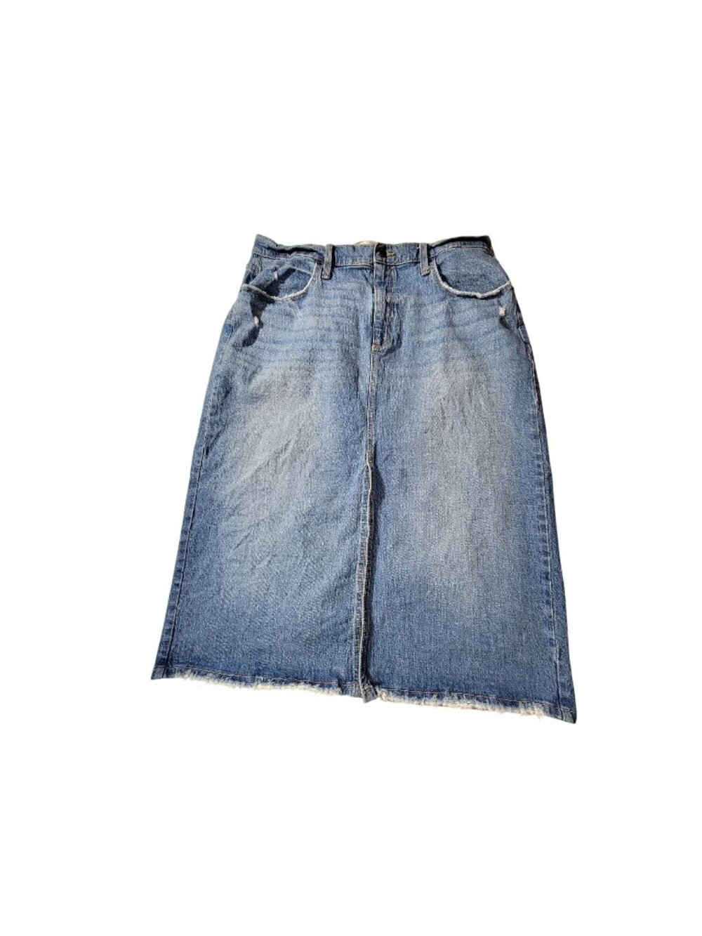 Universal Thread Womens Denim Midi Skirt Blue Raw Hem Size 16 Fair Trade